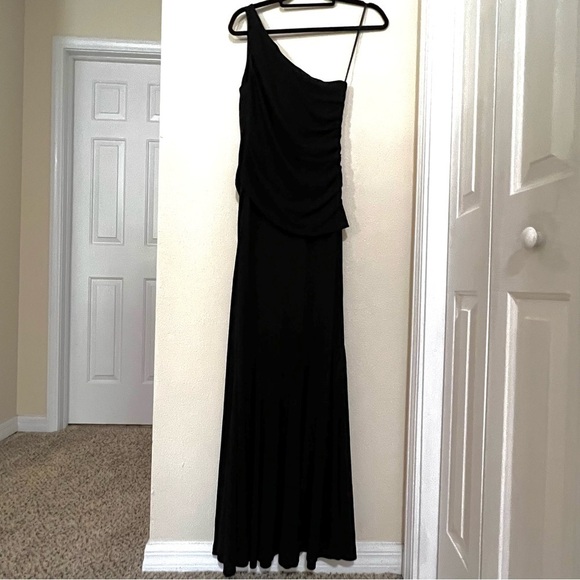 ORNA FARHO Brock One-Shoulder black jersey Maxi full skirt Dress size 40 UK / M - Picture 10 of 12